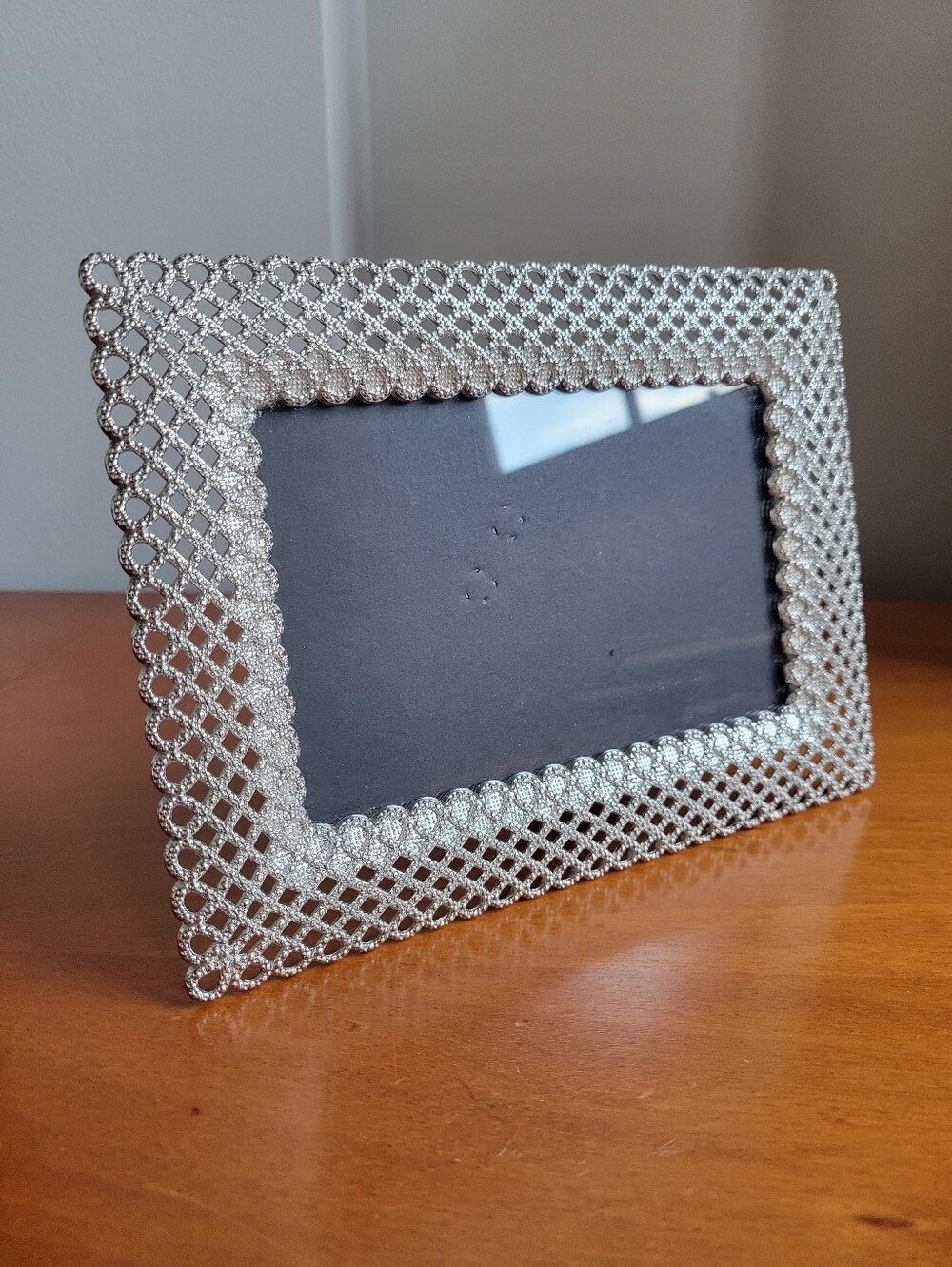 Vintage Silver Filigree Lattice Picture Frame – 4x6